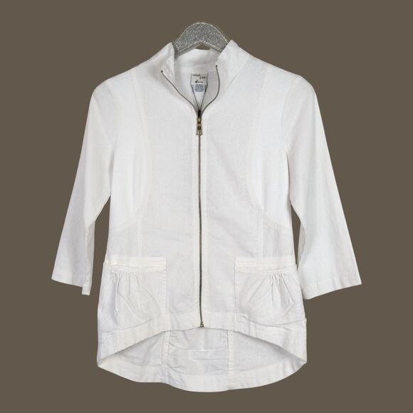MIND SET XCVI Linen-Cotton Zip-Front Shacket Coastal Beachy Lagenlook Small NWT - Picture 1 of 7